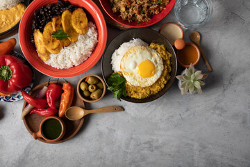 Buffet table full of lunch assorted dishes Peru Peruvian food