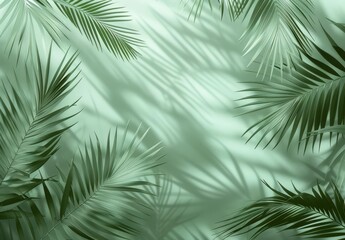 Lush Green Palm Leaves Creating Tropical Shadows
