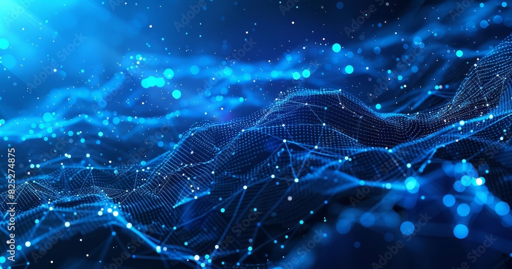 Poster digital network and data connections on a blue background