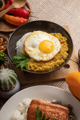 Quinua quinoa stew with cheese and fried egg peru peruvian andean food
