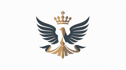 Obraz premium logo design, cross with crown on top and dove in smoke, white background.