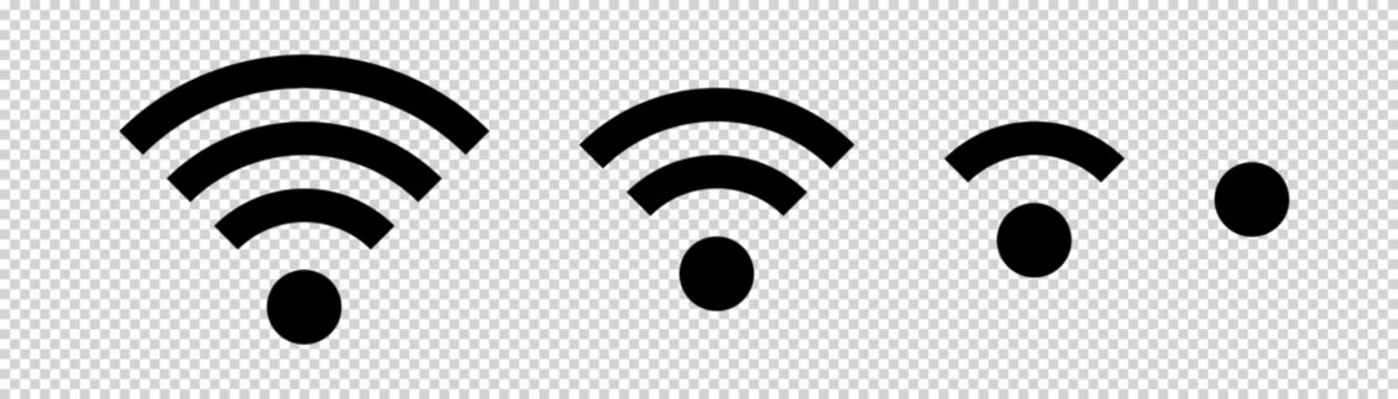 recommend clip art: Set of vector Wi-Fi icon for communication, telecommunication. Communication wireless signal level wifi. Clipart illustration. Mobile bar status.