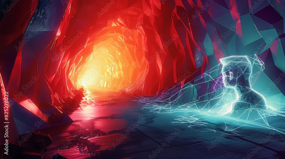 Poster the polygon pipeline enigma, colorful abstract background