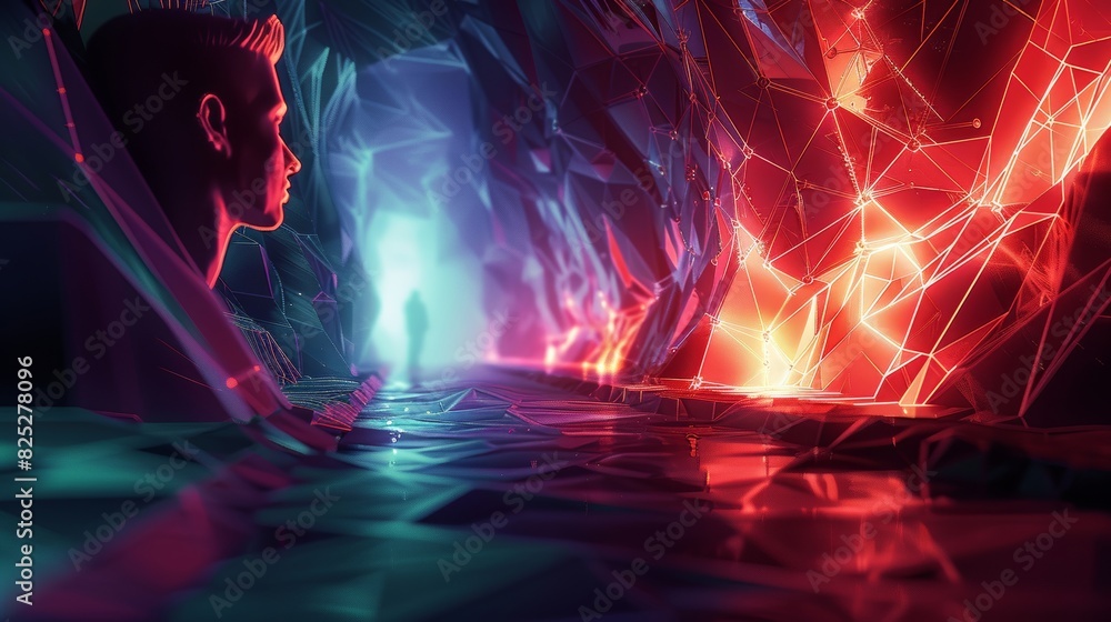 Poster the polygon pipeline enigma, colorful abstract background