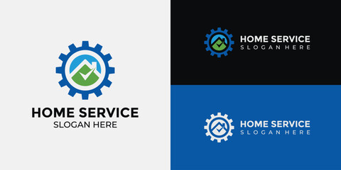 home services logo in green and blue