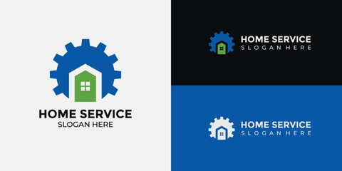 home services logo in green and blue