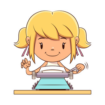 recommend clip art: Child typing on old typewriter