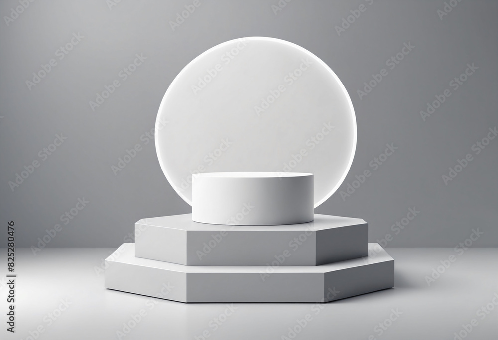 Poster 3d display product abstract minimal scene with geometric podium platform. gray background vector 3d 