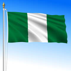 Nigeria, official national waving flag, african country, vector illustration