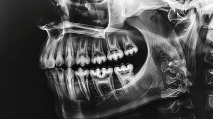 Comprehensive Dental Radiology: Analyzing Jaw Structure and Dental Health with X-ray Imaging - Great for Healthcare and Dental Content