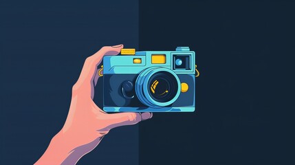 
world photography day social media post template design for world photography day. illustration of a hand holding a camera poster and banner 
