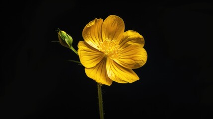 Yellow flower with clipping path on a black background