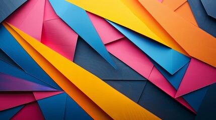 Fototapeta premium Geometric papercut design with sharp edges and bold colors