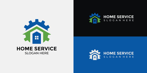 home services logo in green and blue