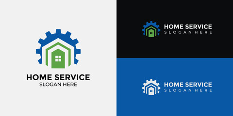 home services logo in green and blue