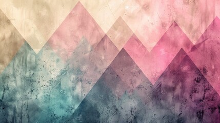Geometric abstract design with layered triangles in soft pastel hues, creating a soothing look