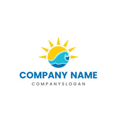 Sea sun logo design, vector logo design, illustration 