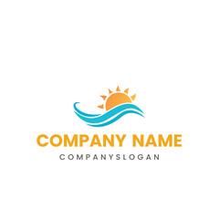 Sea sun logo design, vector logo design, illustration 