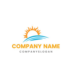 Obraz premium Sea sun logo design, vector logo design, illustration 