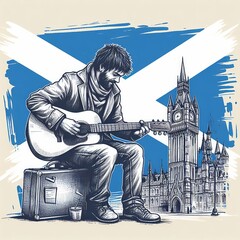 guitarist in Scotland near Edinburgh Tower