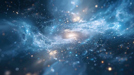 Naklejka premium A scene of a particle mist, with a background of particles of matter and energy