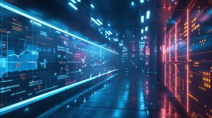 digital AI wall with copy space