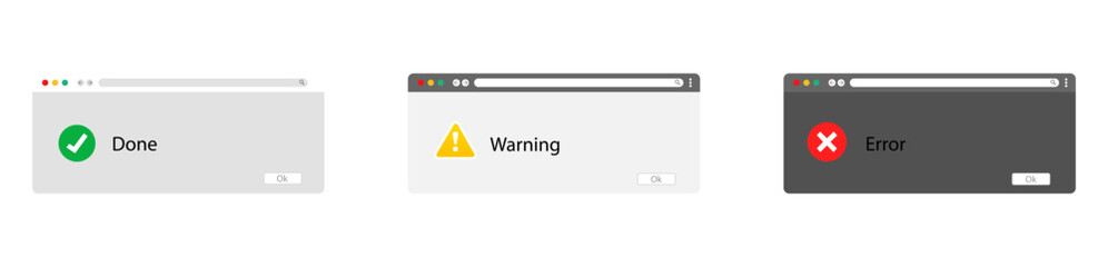 Error message page on your computer vector icons on white background eps10