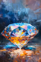 Oil paint art of an elegant diamond
