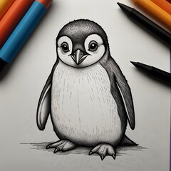 A playful and adorable kawaii penguin waddling on a white background 21