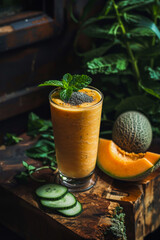 Background of natural smoothie of assorted fresh fruits