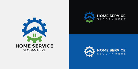 home services logo in green and blue