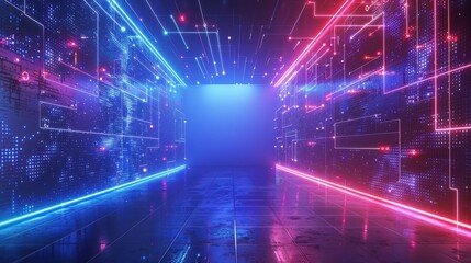 digital AI wall with copy space