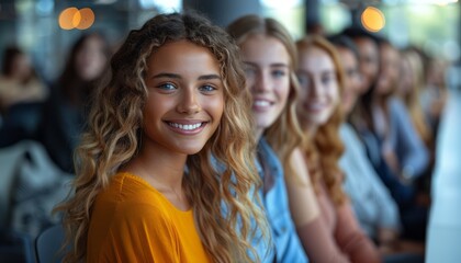 Fototapeta premium Group of Young Women Sitting Together