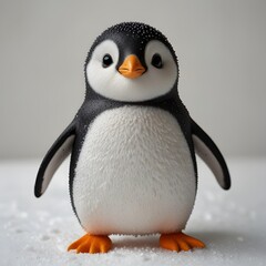 A playful and adorable kawaii penguin waddling on a white background 6