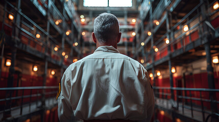 A desperate prisoner sitting in a cell.