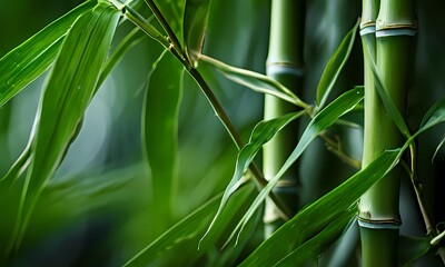 Green bamboo close up texture background, Ai Generated
