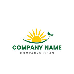 Sun grass logo design, vector logo design, illustration 