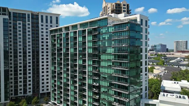 Contemporary Residence Apartments On Buckhead Uptown In Atlanta, Georgia USA. Aerial Shot