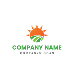 Sun grass logo design, vector logo design, illustration 