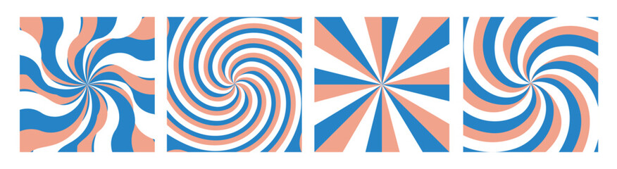Psychedelic Pink and Blue Swirl illustration Twirl Sunburst Abstract Art