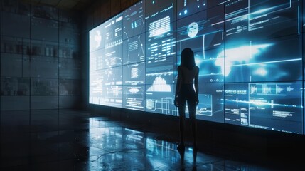 digital AI wall with copy space