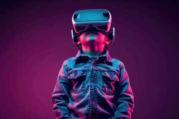 cute indian boy wearing virtual reality glasses