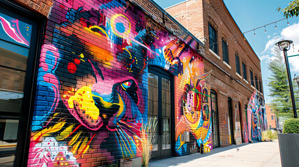 Graffiti art on the walls, decorations that create beauty for buildings