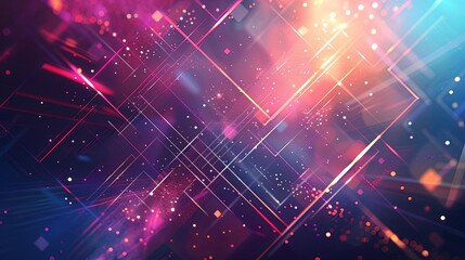 Fototapeta premium futuristic abstract background with glowing lights and geometric shapes digital illustration
