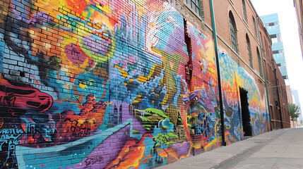 Fototapeta premium Graffiti art on the walls, decorations that create beauty for buildings