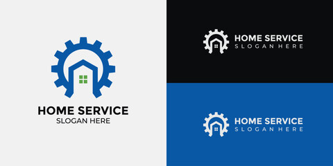 home services logo in green and blue