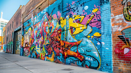 Graffiti art on the walls, decorations that create beauty for buildings