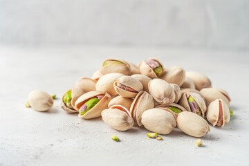 Freshly Harvested Pistachios on White Background: Nutritious Snack and Vegan Protein Source