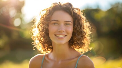 Radiant Woman with Curly Hair