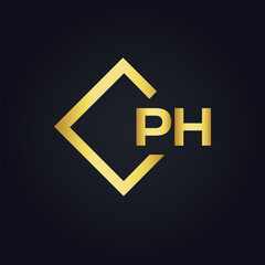 Fototapeta premium PH logo. P H design. White PH letter. PH, P H letter logo design. P H letter logo design in FIVE, FOUR, THREE, style. letter logo set in one artboard. P H letter logo vector design.